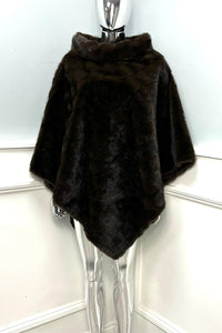 High cowl neck , faux fur cape