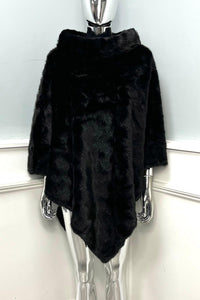 High cowl neck , faux fur cape