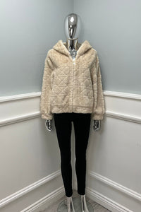 quilted faux fur full zip-up front & elasticated cuffs Jackets
