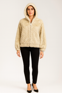 quilted faux fur full zip-up front & elasticated cuffs Jackets