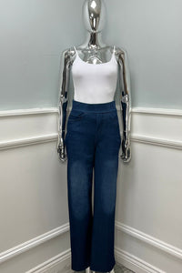 Dark Wash High-Waisted Wide-Leg Jeans