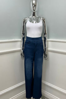 Dark Wash High-Waisted Wide-Leg Jeans