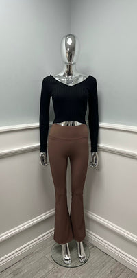 Ribbed Flared Pants — High-waisted ribbed knit pants
