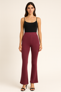 Ribbed Flared Pants — High-waisted ribbed knit pants