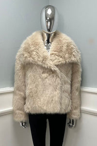 faux fur jackets with a wide lapel collar and cozy fit