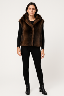 Plush faux fur hooded gilet
