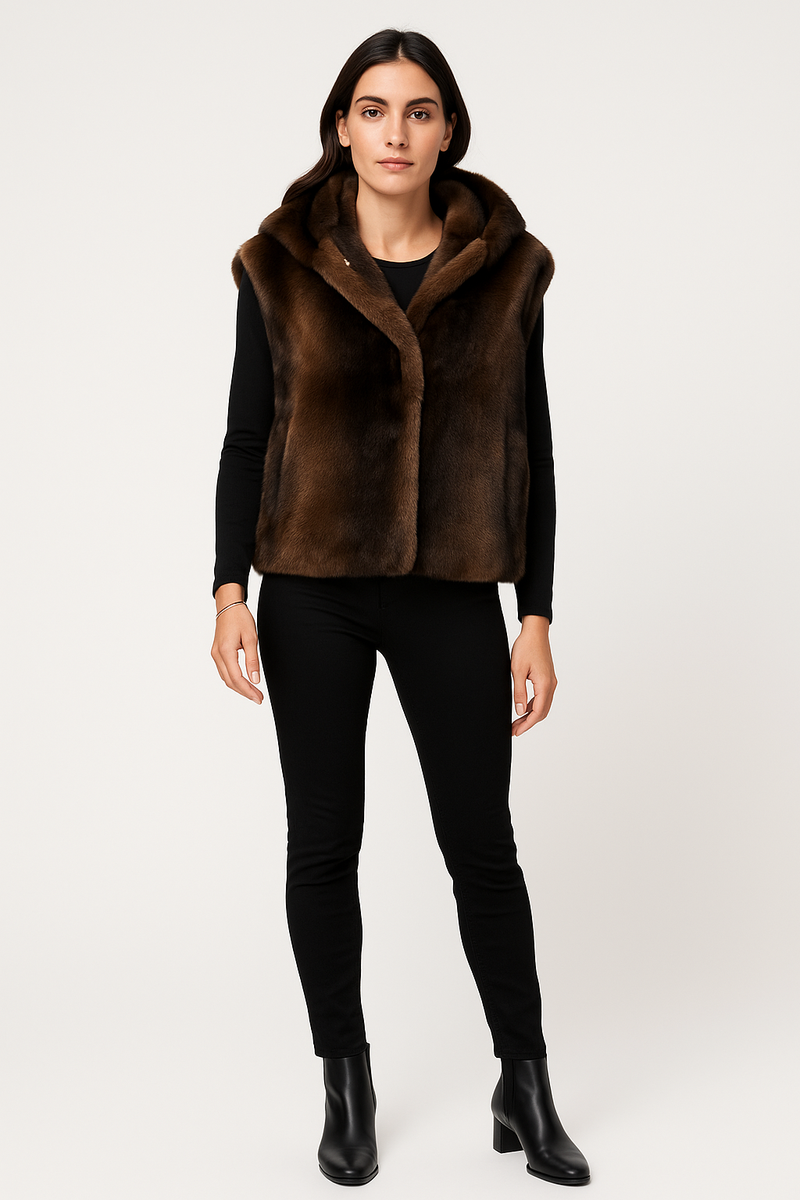 Plush faux fur hooded gilet