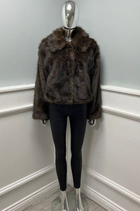 Classic Collar , long Sleeves Faux Fur jacket