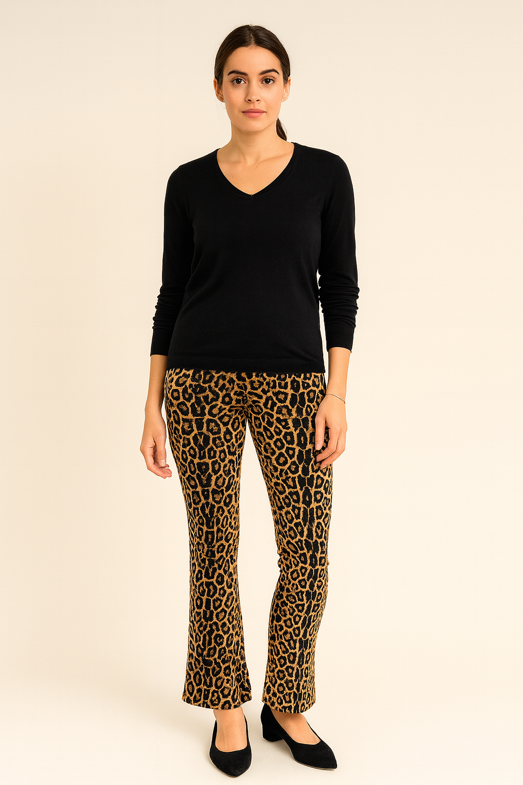 Elasticated Waist Flared Printed Leggings