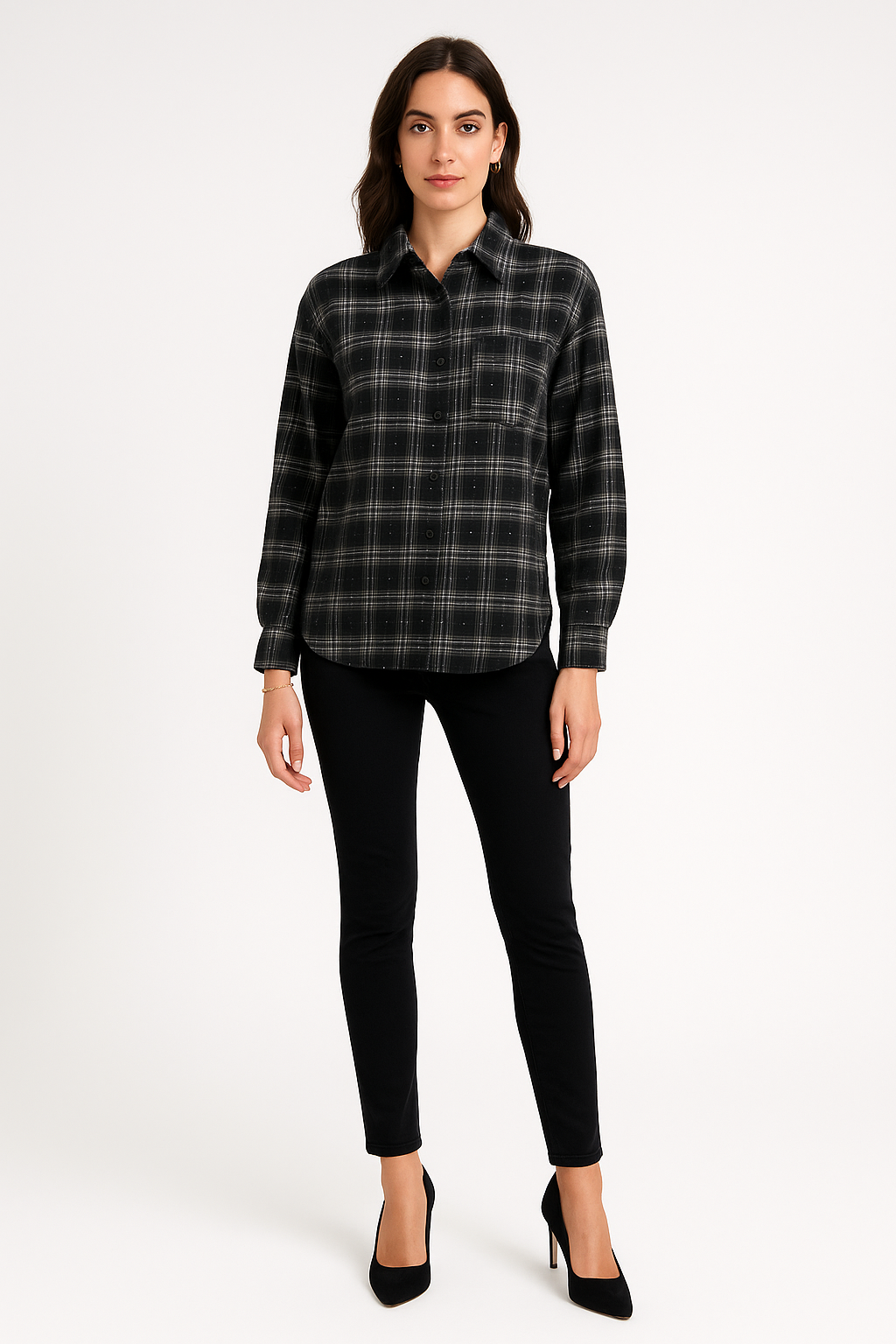 Relaxed fit , plaid patterned , Button-down front shirts