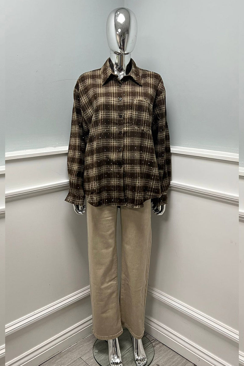 Diamanté Studded Detailed, 100% Cotton Shirt.