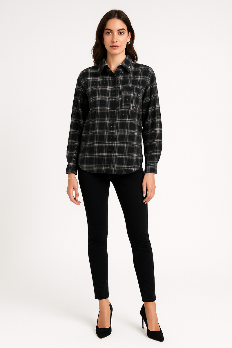 Relaxed fit , plaid patterned , Button-down front shirts