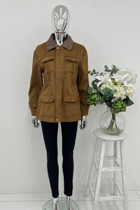 Soft suede Jackets with front flap pockets & gold-tone snap buttons