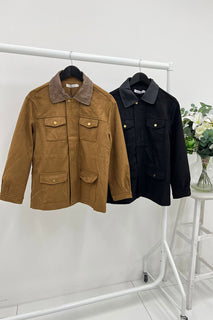 Soft suede Jackets with front flap pockets & gold-tone snap buttons