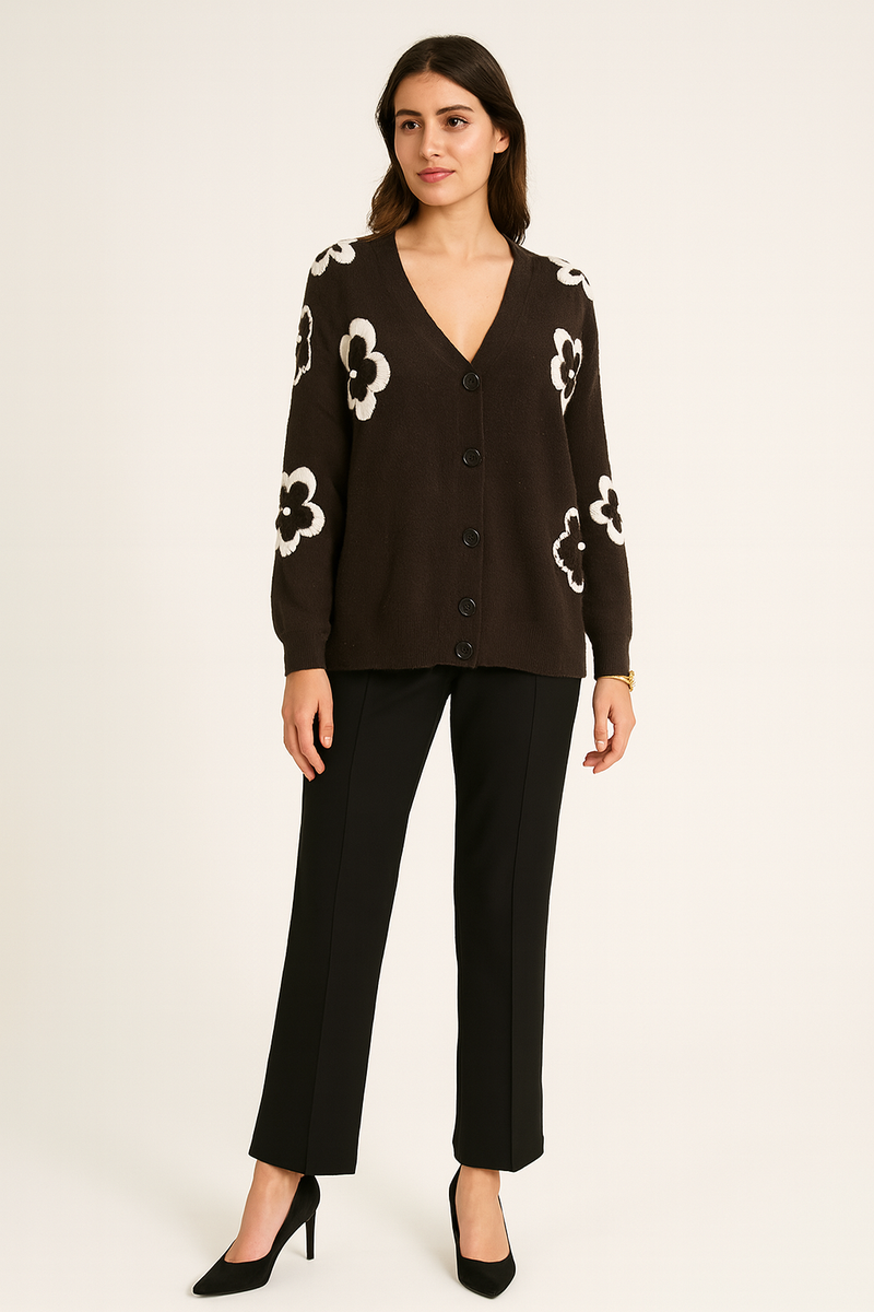 Floral knit cardigan