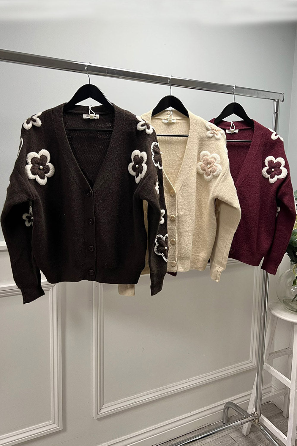 Floral knit cardigan