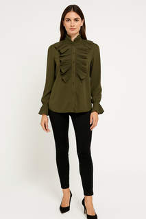 High-Neck Ruffle Detail Blouse