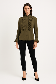 Olive Ruffle Blouse