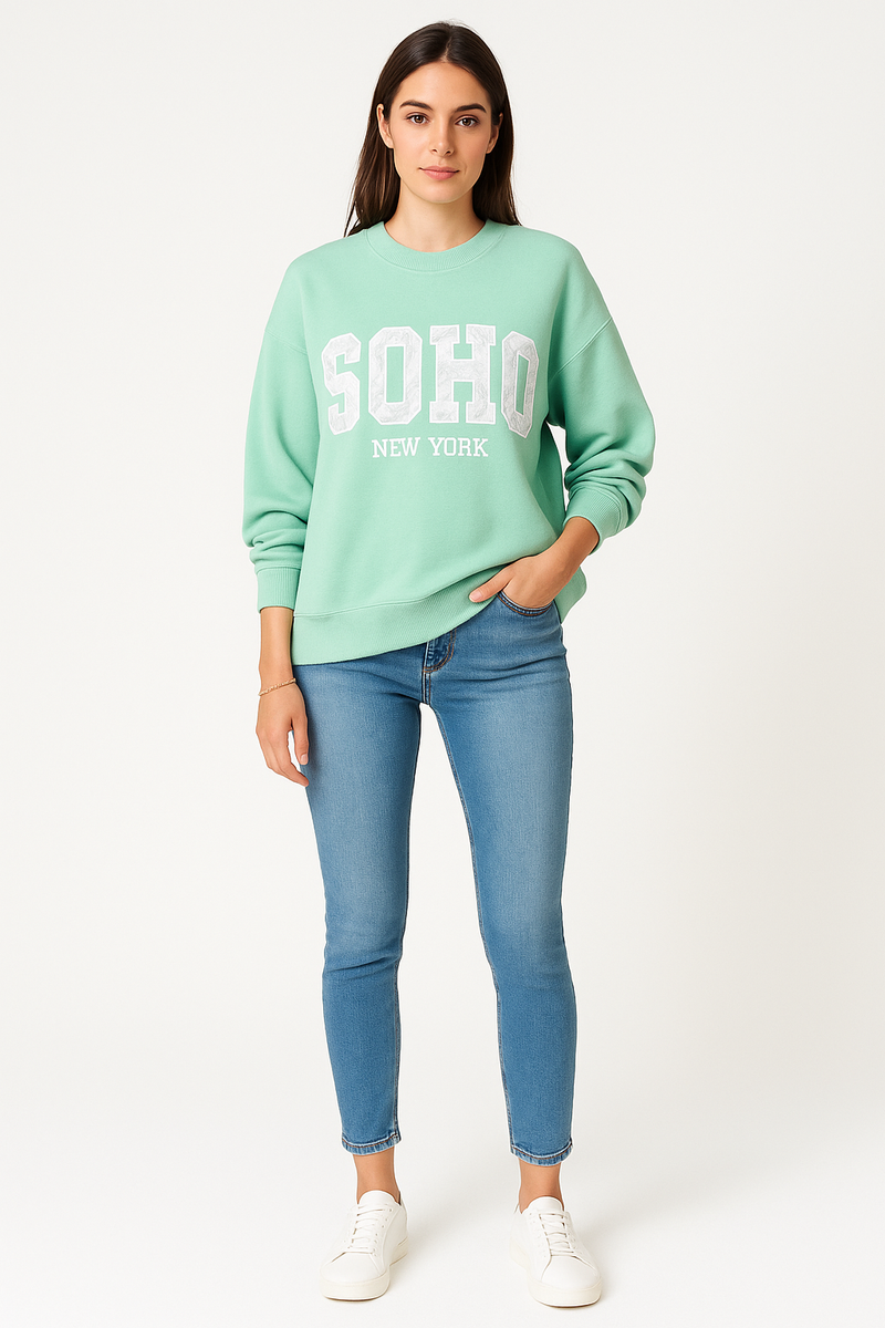 Round Neck , oversized Long Sleeves Jumper