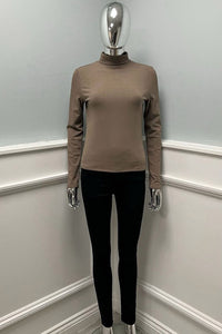 Classic mock neck long sleeve tops