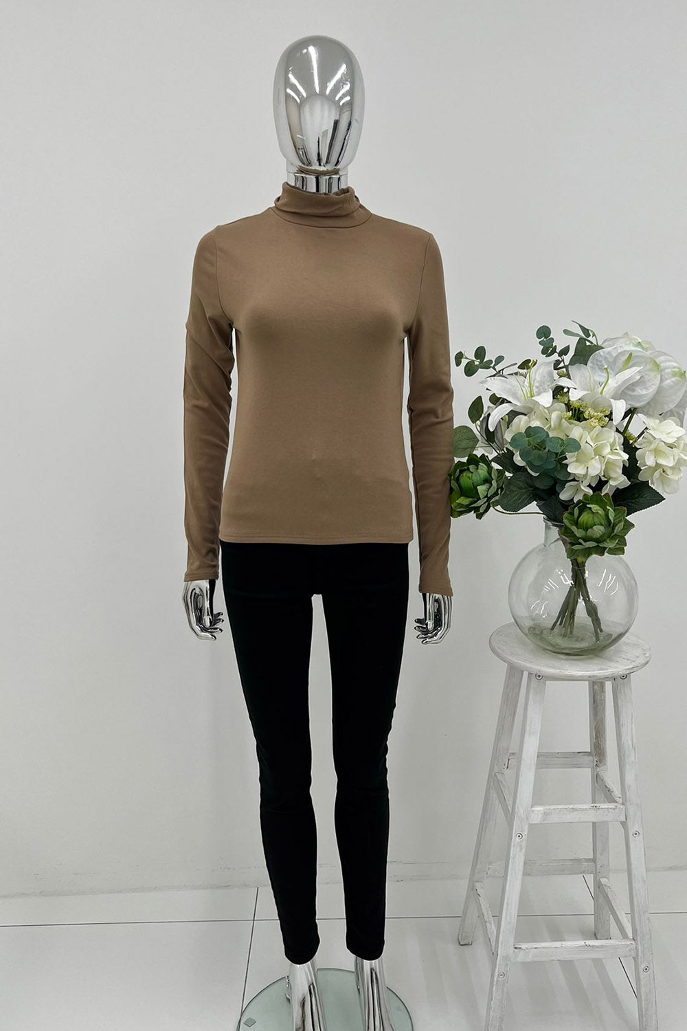 classic mock neck long sleeve tops