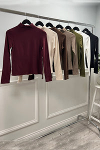Classic mock neck long sleeve tops