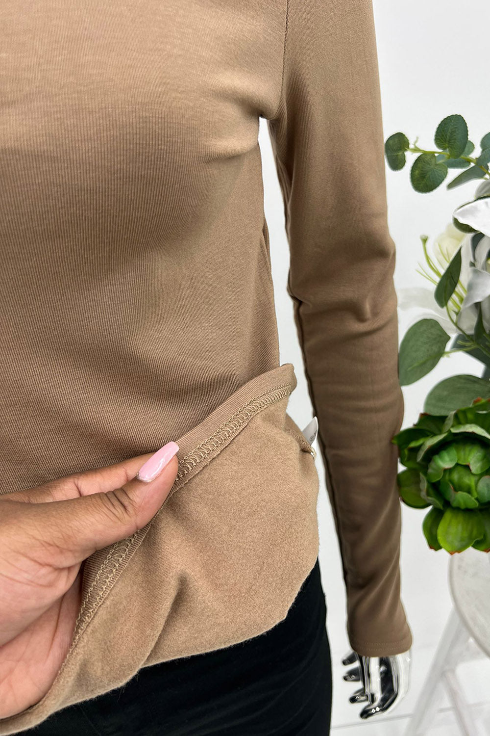 classic mock neck long sleeve tops