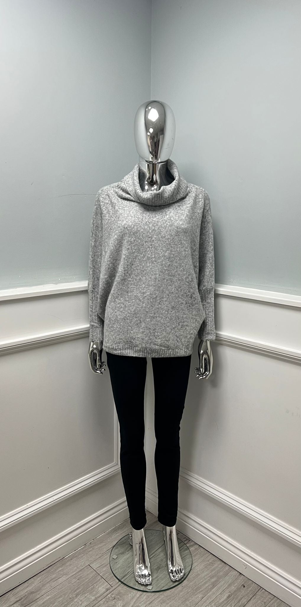 Cowl-neck sweater - cozy rolled neckline and ribbed cuffs