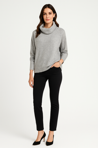 Cowl-neck sweater - cozy rolled neckline and ribbed cuffs