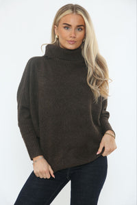 Cowl-neck sweater - cozy rolled neckline and ribbed cuffs