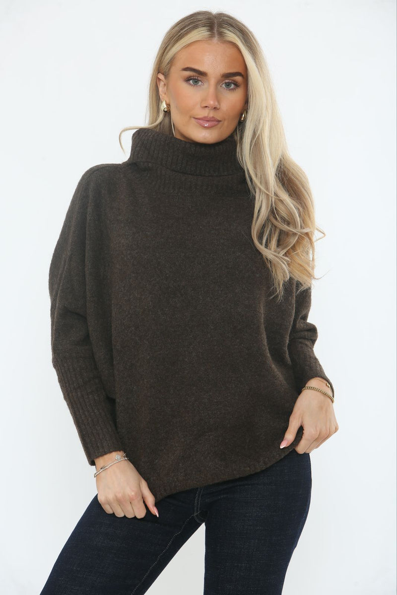 Cowl-neck sweater - cozy rolled neckline and ribbed cuffs