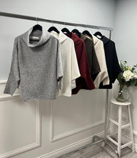 Cowl-neck sweater - cozy rolled neckline and ribbed cuffs