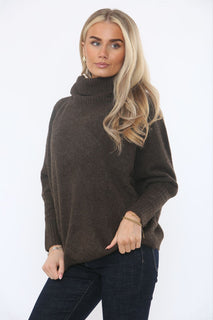 Cowl-neck sweater - cozy rolled neckline and ribbed cuffs