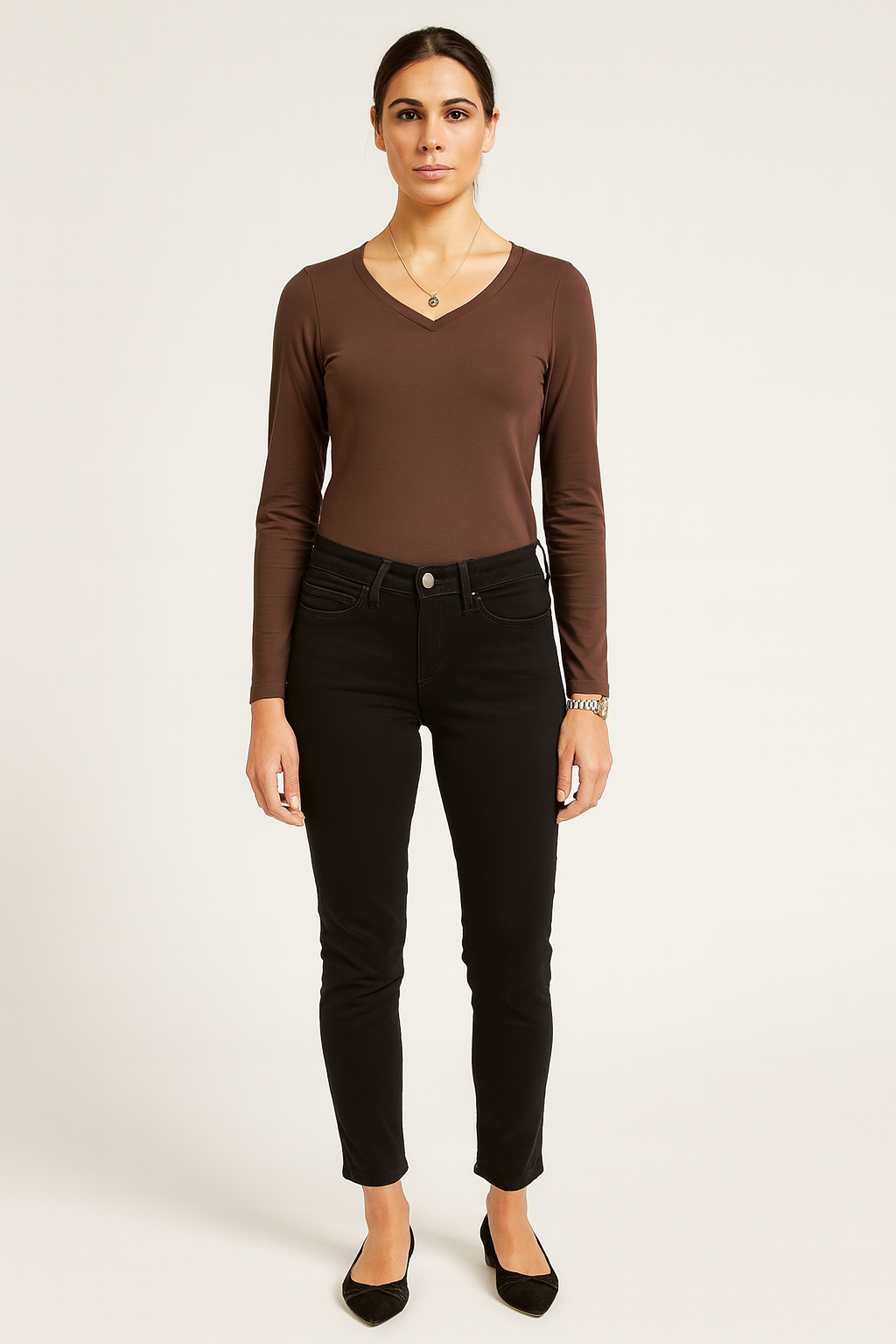 V-neck , Long-sleeves top