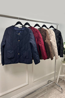quilted button-up jacket