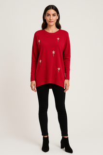 Relaxed fit , long sleeves Jumper with star embellishments at front