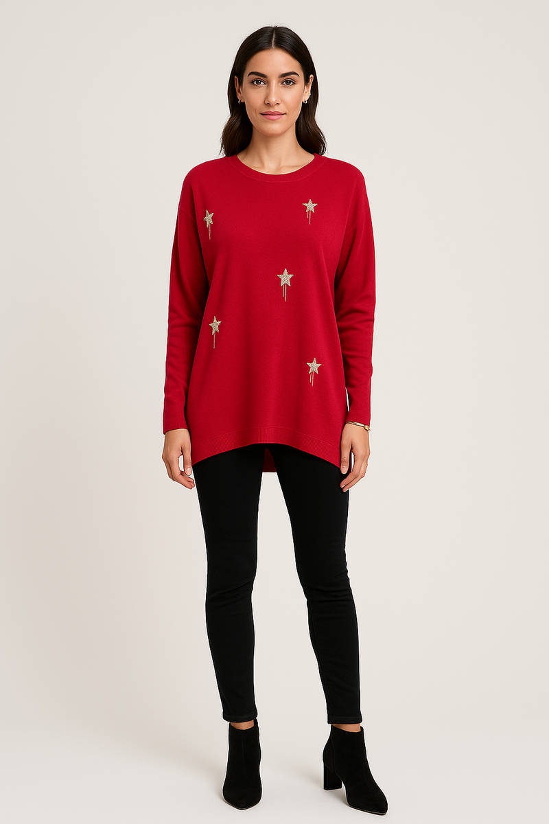 Relaxed fit , long sleeves Jumper with star embellishments at front
