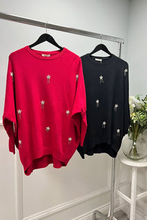 Relaxed fit , long sleeves Jumper with star embellishments at front