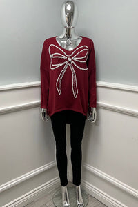 Pearl-Bow Soft Knit Jumper