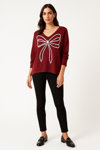 Pearl-Bow Soft Knit Jumper