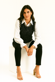 Embellished Tweed Sequin Waistcoat