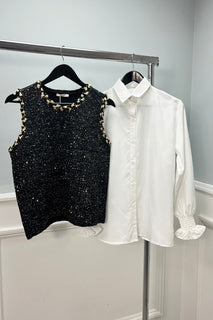Embellished Tweed Sequin Waistcoat