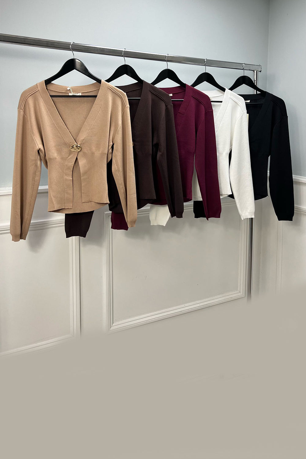 Golden Button Detailed, 100% Viscose Knitted Cardigan