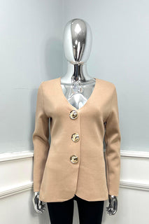 Golden Button Through, 100% Viscose, Knitted Cardigan