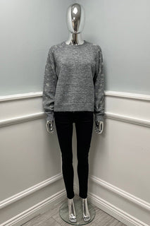 Round Neck, Lana Wool & Polymide Knitted, Embroidered Sleeve Jumper