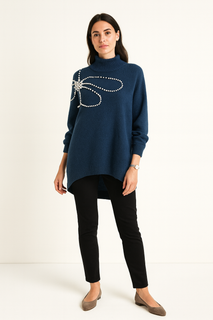 Oversized knitted , Relaxed Fit jumper with High ribbed neck