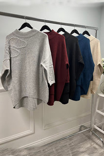 Oversized knitted , Relaxed Fit jumper with High ribbed neck