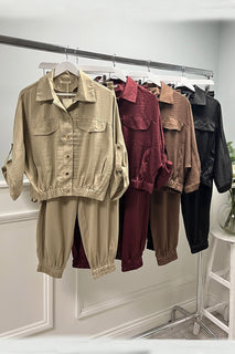 Adjustable sleeves , Elasticated cuffs , Drawstring waist , two-piece utility suit