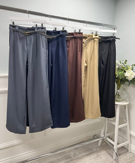 Structured high-rise trousers - clean front, cut in a wide-leg