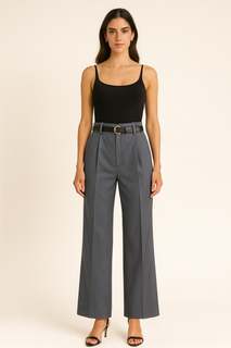 Structured high-rise trousers - clean front, cut in a wide-leg